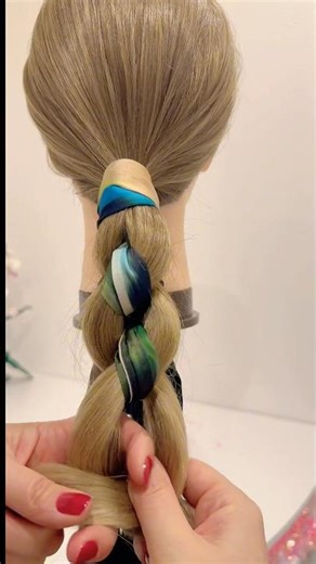 A ponytail with braid hairstyle #easyhairstyle #hairstyle #braids #short