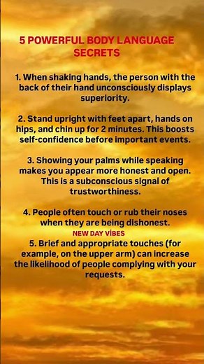 5 POWERFUL BODY LANGUAGE SECRETS.#bodylanguage#confidence​#charisma​#psychology#personaldevelopment​