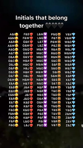 Matching Initials List | Initials that Belong Together