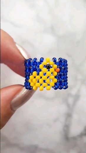 Cute Duckling Ring🐤 Seed Bead Jewelry Ideas #diyrings #beadedjewelry #duck #handmadejewelry #shorts