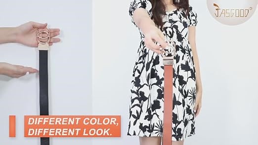 Women Leather Belt Reversible Belt Black Belt for Jeans