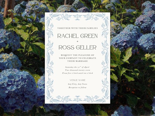 Powder Blue Botanical Wedding Invitation | Editable 5x7 Digital Download Canva Template - Etsy