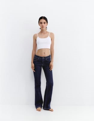 Pull&Bear Low-rise boot-cut jeans in navy | ASOS