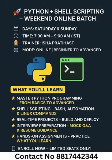 💼 Job-Oriented Python & Shell Scripting Weekend Course – Hands-on + Interview Prep #pythonfullcourse