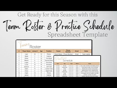 Team Roster Template Google Sheets, Youth Sports Team Players Lineup List Coaching Practice Schedule