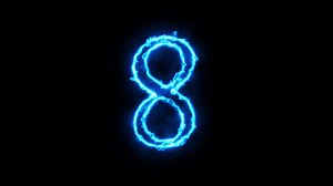 Download 8 Glowing Neon Blue Numbers for free