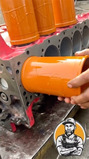 Orange Cylinder Liner Installation #mechanic #shorts #viral #trending #short #machine
