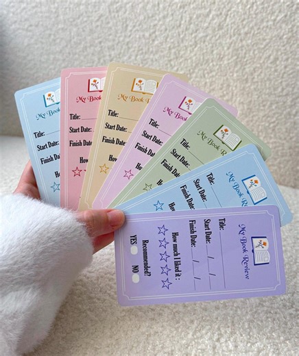 Book Review Bookmarks | Reading Tracker Cards for Book Lovers | Book Journal Insert - Etsy