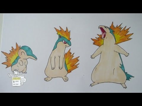 How to draw Pokemon: No.155 Cyndaquil, No.156 Quilava, No.157 Typhlosion