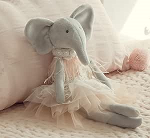 Daisy The Elephant Premium Quality Floppy Elephant Plush Doll Gift with Delicate Pink & Lace Tutu | Elegant Feather & Pearl Details | Playable Toy with Movable Legs & Huggable Arms