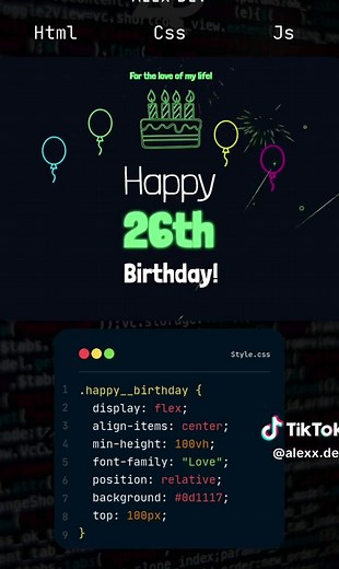 Programación | Happy Birthday, Feliz Cumpleaños Html, Css y Javascript #programacion #dev #html #code #dev #happybirthday #felizcumpleaños #cumpleaños #programming