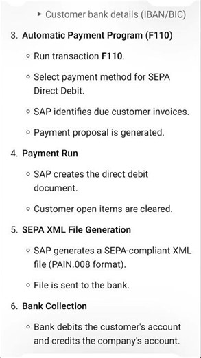 SAP BUSINESS PROCESS FLOW #sap #sapfico SEPA DIRECT DEBIT