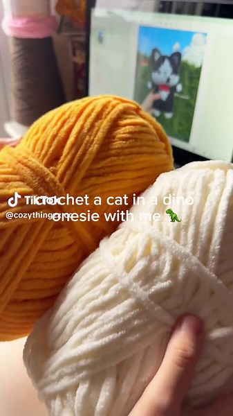 Custom Crochet Cat and Dino Onesie Plushies