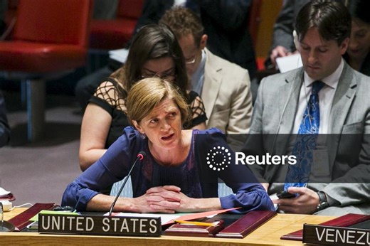 Power addresses a resolution during a meeting at U.N. headquarters in New York