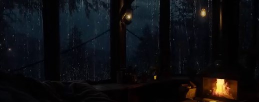Fireplace & Rain Sounds in a Wooden Cabin | Night Ambience for Sleeping