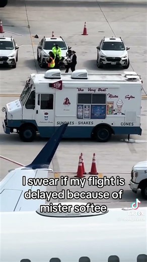 2 Mister Softee trucks and 2 food trucks at LaGuardia runway?????? Are we deadass 😭✌️🥀