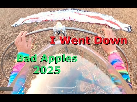 Paramotor crash in a farm field at Bad Apples, then relaunched || 2025