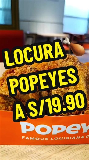 Aprovecha 5 piezas de pollo POPEYES a S/ 19.90 ‼️ También 5 soles le agregas una papa cajún familiar. Esta oferta será válida el Viernes 10 de Julio del 2026 durante todo el día hasta agotar stock. Aplican TyC. La Promoción contiene 5 piezas de pollo a S/ 19.90. Promoción válida el Viernes 10 de Julio de 2026. Válido en todas las tiendas, web y call center. Válido 1 promoción por persona. Sujeto a disponibilidad, stock limitado, sujeto a cambios sin previo aviso. Las piezas de pollo son combinad
