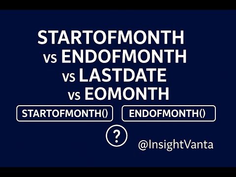 Power BI Dax functions: STARTOFMONTH, ENDOFMONTH, LASTDATE and EOMONTH in DAX | #insightvanta