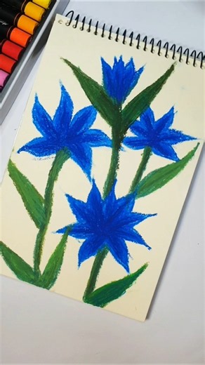 Easy oil pastel flower drawing🖍️✨ #easydrawing #flowers #oilpastel #artforbeginners #artwork #artist