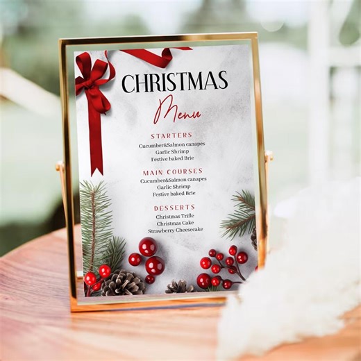 Editable Christmas Menu Template | Elegant Holiday Dinner Design (canva Digital Download) - Etsy