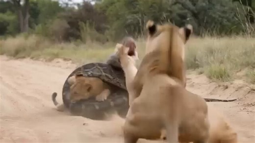 Watch a terrible BATTLE BETWEEN a LIONESS AND A BIG PYTON in the deep savannah forest....it is only a group of lion that can defeat a large python............