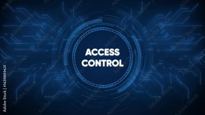 Animated access control concept with circuit board background and digital technology