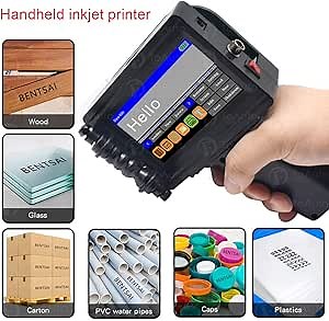 Upgraded Portable Handheld Inkjet Printer 600DPI Inkjet Code Printer with Touch Screen 360 Degree Inkjet Coding Printer QR Code Production Logo Date Label Printer