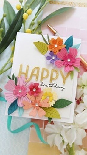 4.5K views · 224 reactions | Looking for inspiration on how to make the happiest card around utilizing colorful card stock and floral Die-namics? Laura has you covered!  | My Favorite Things | Facebook