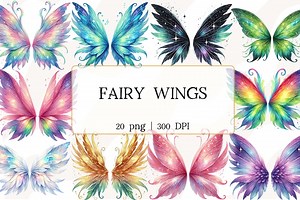 Magical Fairy Wings Clipart, Watercolor Angel Wing Clip Art, Pastel Fantasy Graphics, Magic Rainbow Colors Enchanted Wing PNG Set - Etsy