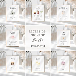 Wedding Reception Sign Bundle, Watercolour Wedding Sign Template, Modern Wedding Signage Bundle, Editable Wedding Signs Canva Template - Etsy Canada