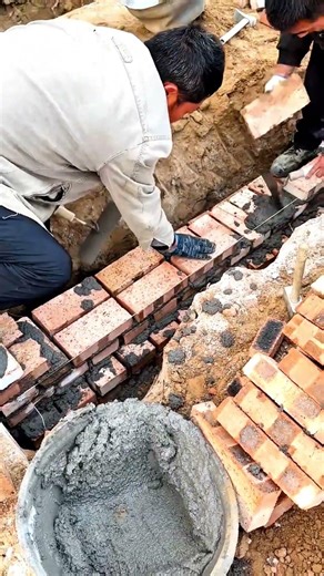 Process of Building Brick Foundation #shorts