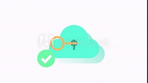 Animated cloud storage security, confirmed unlocking by key, sync files protection conceptual 2d video clip.