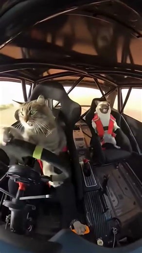cat funny ai driving car #catshorts #funny #catvideos