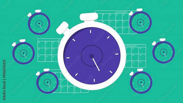 2d animated video of a clock, visualizing time management and scheduling