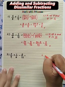 58K views · 2.1K reactions | Math Review: Adding and subtracting dissimilar fractions #math #mathematics #mathreview | Math with Princess | Facebook