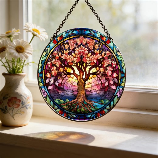 Tree of Life Suncatcher, Family Gift,birthday Gift,remembrance Gift, Colorful Sun Catcher Decoration, - Etsy