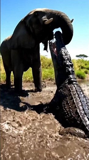 Epic Battle: Elephant vs Crocodile – Who Will Be the Winner? | Real Wildlife Fight at Riverbank