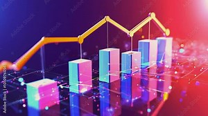 Colorful bar and line graphs representing data trends and analysis.