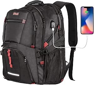 Five Star Travel Laptop Backpack, TSA Friendly Approved 17 Inch Large Business Travel Computer Backpack with USB charging cable & Headphone Hole, RFID protection