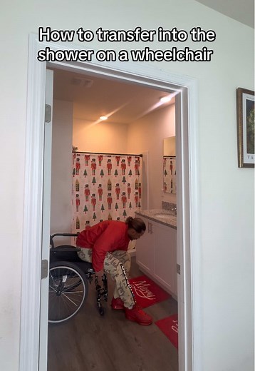 How to transfer into the shower on a wheelchair #transfer #christmas
