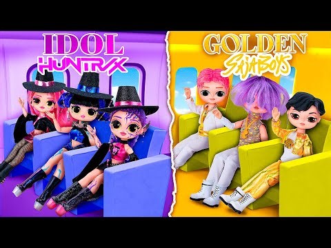 K-Pop Demon Hunters in Golden and Silver Airplane! 10 Crafts for L.O.L. Dolls