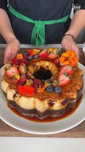 As Chocoflan bakes, the layers of velvety flan and rich chocolate cake *magically* switch places ✨ Get Jacqueline Tris' recipe for this impossibly delicious Mexican dessert: https://foodtv.com/3RhyXRv | Food Network