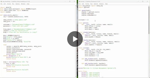 Python Project: College Management System with OTP and Voice Feedback | Mahammad Jameel Pinjari posted on the topic | LinkedIn