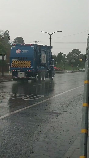 The Republic Waste Services garbage truck heading out.