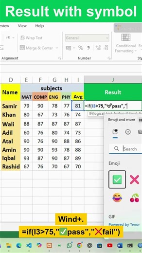 "Excel Symbols Trick 🤯 | Show Pass/Fail Instantly!" #tips #tricks #excel #shorts #viral #learnexcel