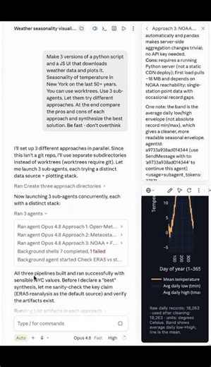 Claude Subagents Tutorial: NYC Temperature Seasonality — 3 versions + 1 synthesis