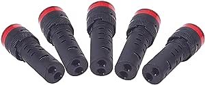 Othmro Red 220V LED Indicator Signal Lamp, Plastic Panel Mount Led Light Length 48.5mm AD16-16SM 16mm 5PCS