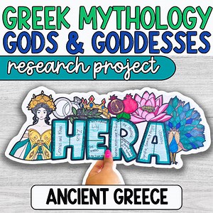 Hera, Greek Mythology Gods Craft Project, Coloring Page, Ancient Civilization