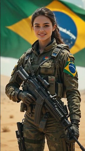 🇧🇷 Brazilian Female Soldier | Strength, Beauty, and Duty in Uniform 👩‍✈️🌟 #army#brazil